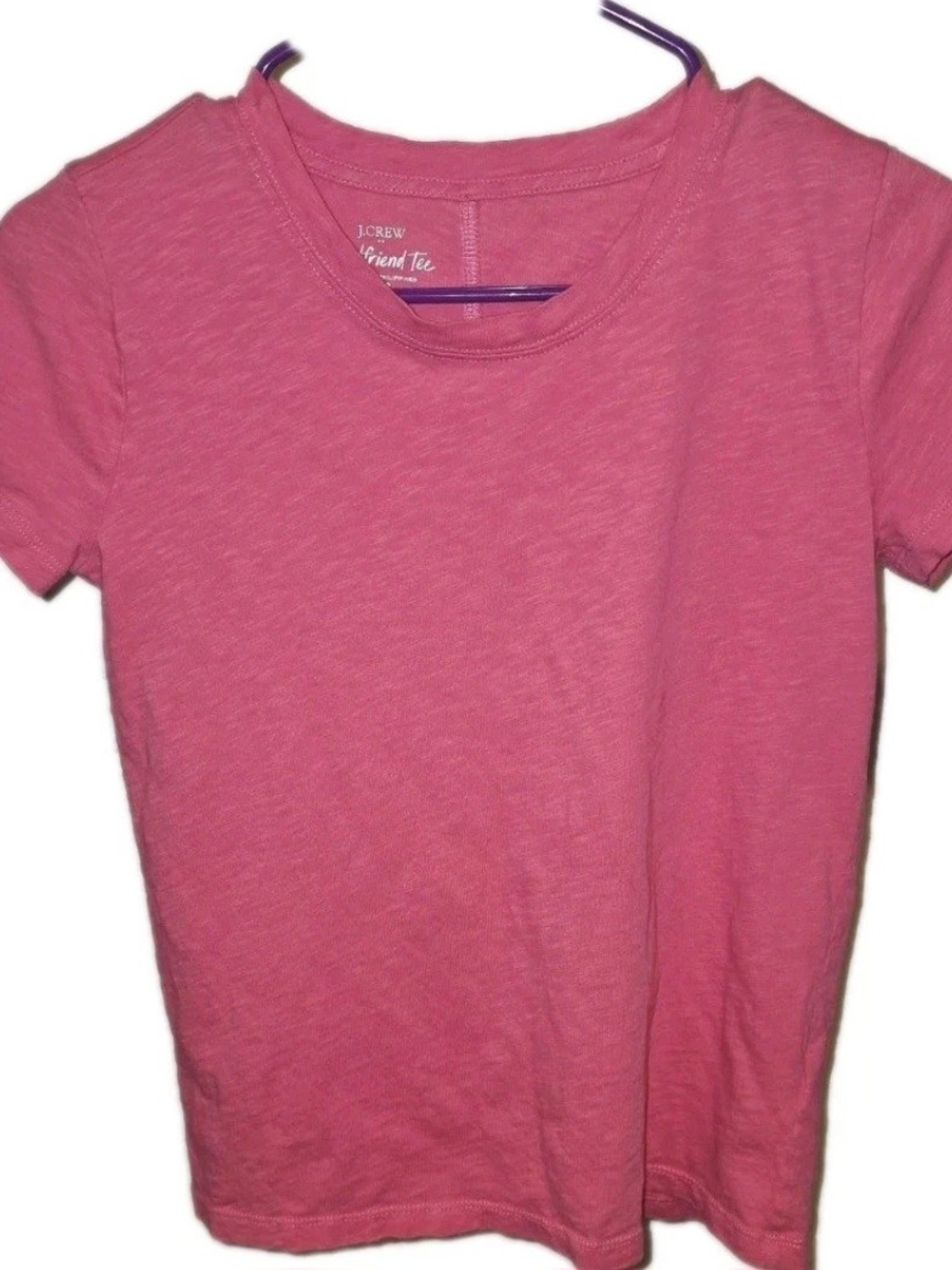 J. Crew XS The Girlfriend Tee, Pink Cotton Slub Knit T-Shirt EUC